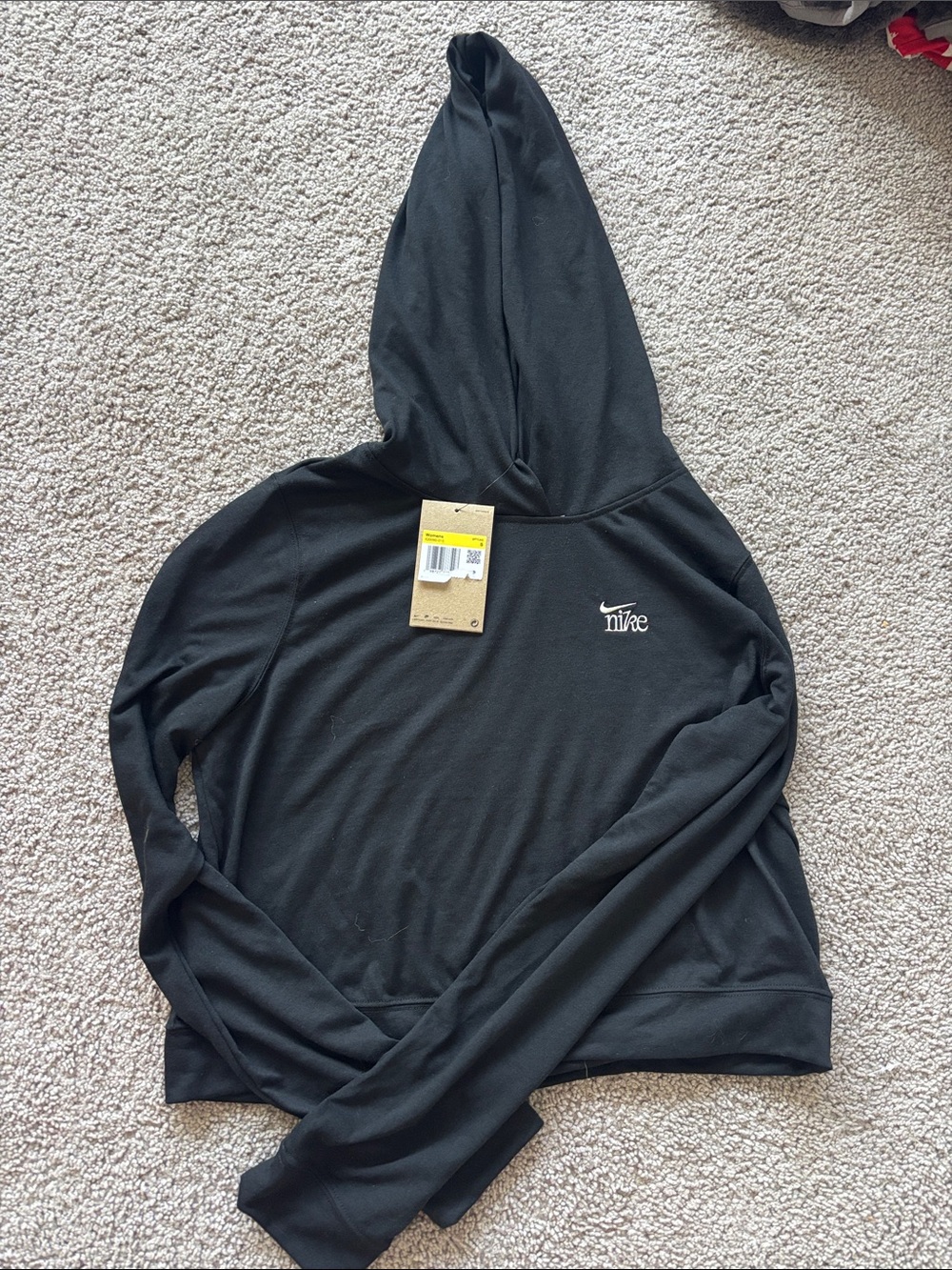 Nike Black Womens Crewneck Pullover Hoodie Crop top